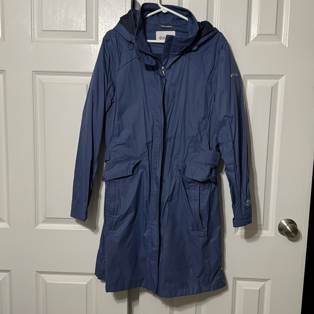 Columbia rain coat thigh length trench style sz XL